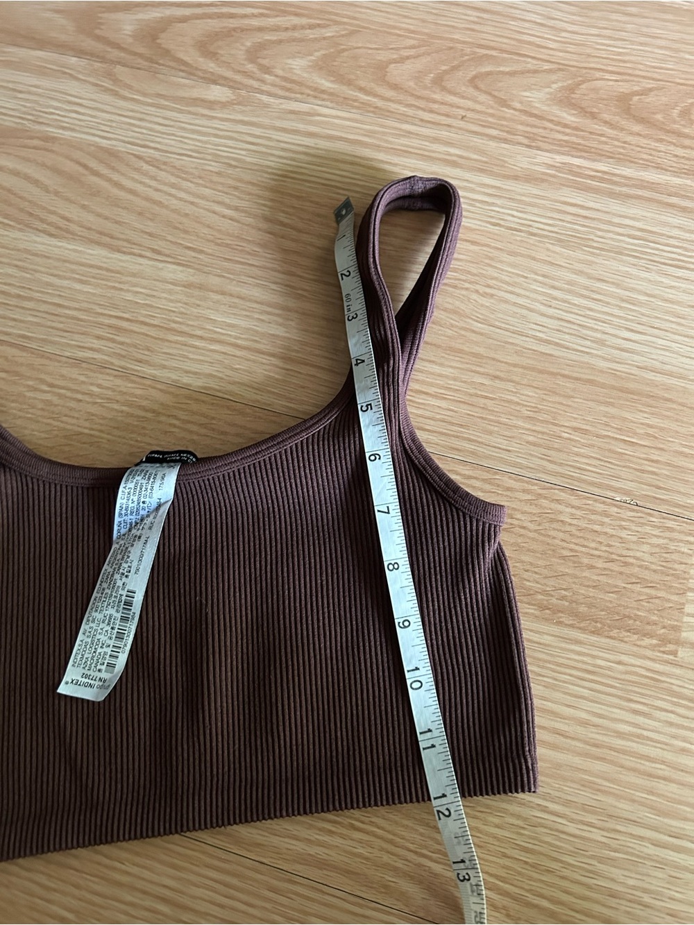 Zara Brown Ribbed Cropped Tank M-L - Picture 5 of 6